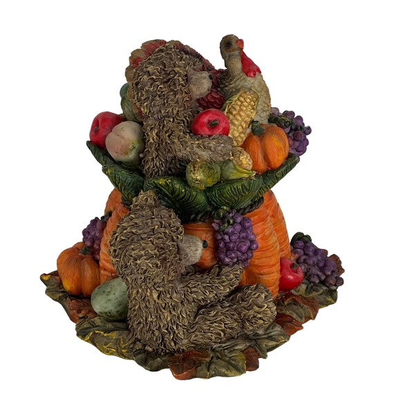 Thanksgiving Fall Decor Figurine Harvest Turkey Bear Resin Table Top Centerpiece - Picture 6 of 7